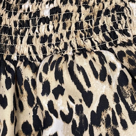 WAYF Pants Elastic Waist Flowy Cheetah Print Brown Black Size Medium M - Picture 6 of 11